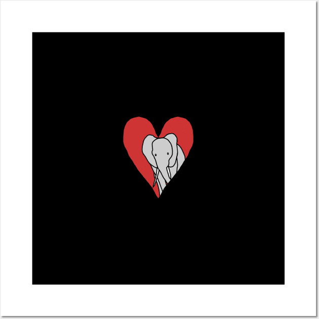 My Small Valentine Elephant Wall Art by ellenhenryart